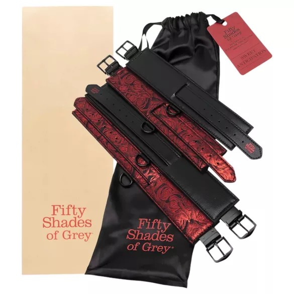 Fifty Shades of Grey - menottes set - cuir noir rouge