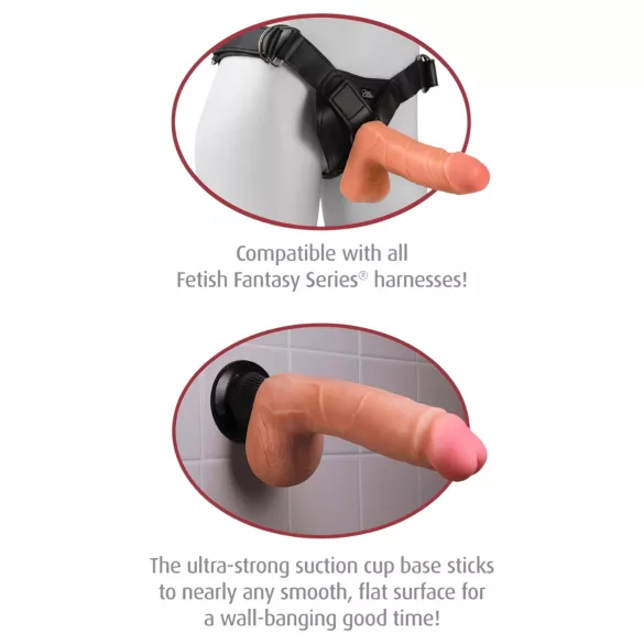 Real Feel Deluxe No.7 - gode ceinturé réaliste avec testicules - couleur chair
