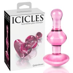 Icicles No. 75 - plug anal cœur - verre rose