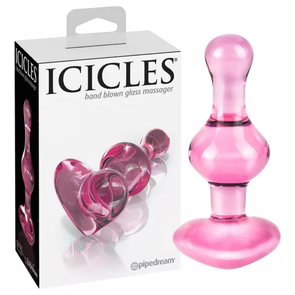 Icicles No. 75 - plug anal cœur - verre rose