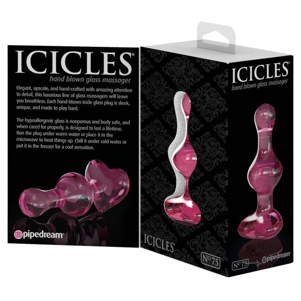 Icicles No. 75 - plug anal cœur - verre rose