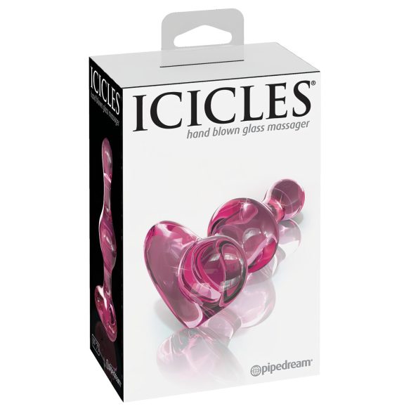 Icicles No. 75 - plug anal cœur - verre rose