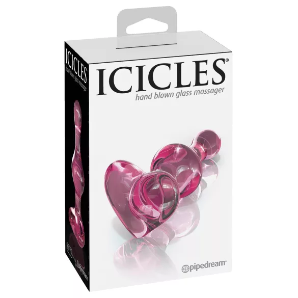Icicles No. 75 - plug anal cœur - verre rose