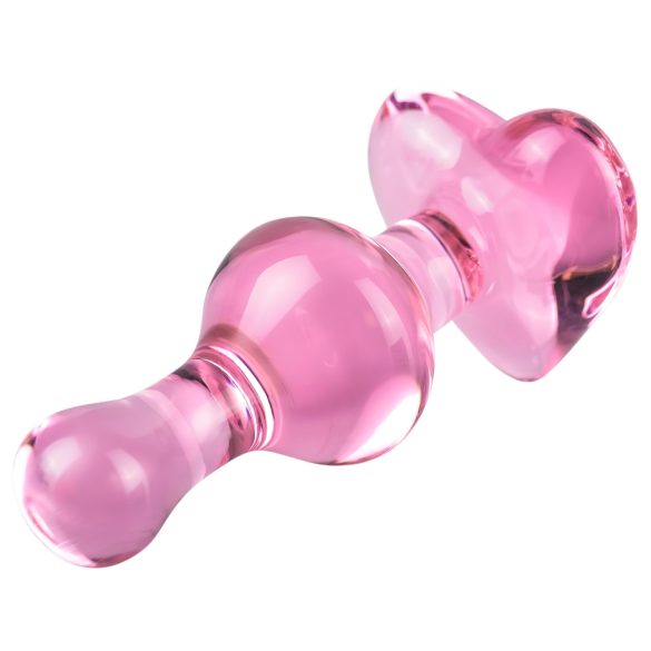 Icicles No. 75 - plug anal cœur - verre rose