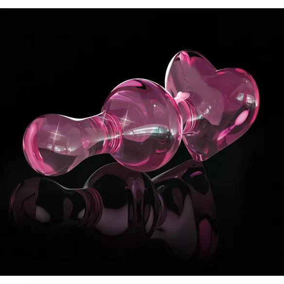 Icicles No. 75 - plug anal cœur - verre rose