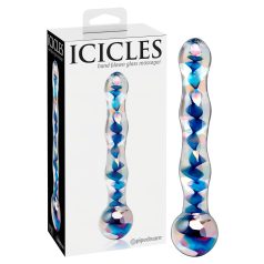   Icicles No. 08 - Dildo ondulé en verre à double extrémité (transparent-bleu)