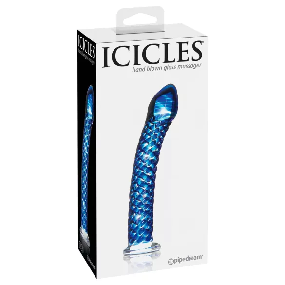 Icicles No. 29 - gode spiral pour pénis - verre bleu