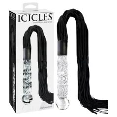   Icicles No. 38 - fouet en cuir et godemichet en verre - transparent/noir