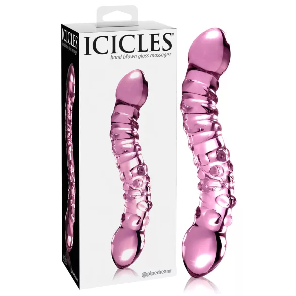 Icicles No. 55 - gode double entrée G-spot - verre rose