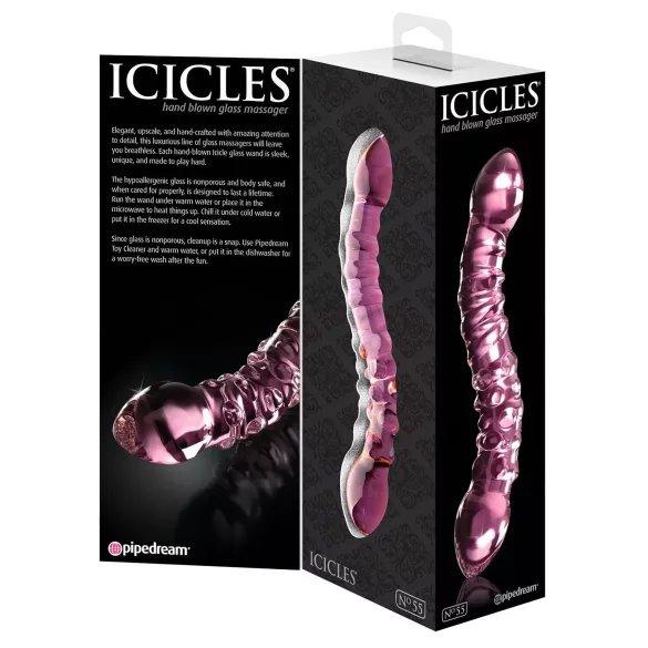 Icicles No. 55 - gode double entrée G-spot - verre rose