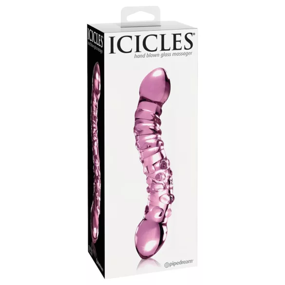 Icicles No. 55 - gode double entrée G-spot - verre rose