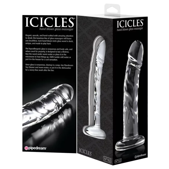Icicles No. 62 - godemichet en verre en forme de pénis - transparent