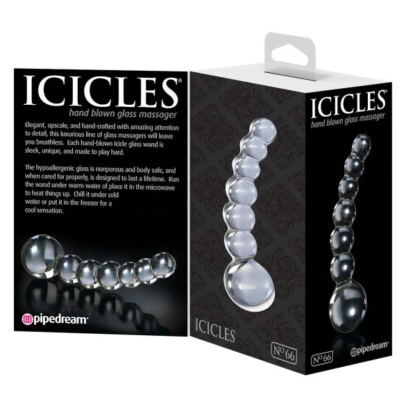 Icicles No. 66 - gode courbé à boules - verre transparent