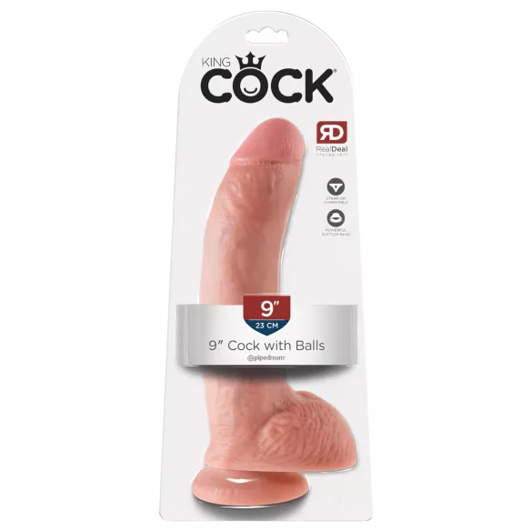 King Cock 9 - grand godemichet à ventouse avec testicules (23 cm, couleur chair)