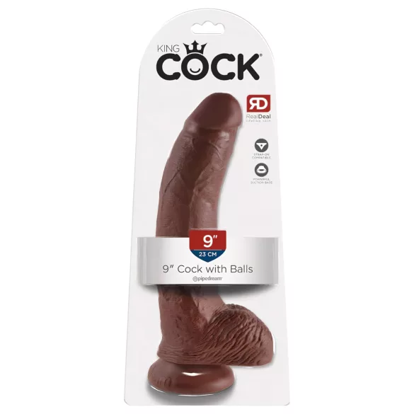 King Cock - gode ventouse avec testicules - réaliste 23cm marron