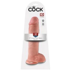   King Cock 11 - gode ceinture ventouse avec testicules - réaliste 28cm - chair