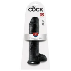   King Cock 11 - godemichet réaliste à ventouse avec testicules - noir 28cm