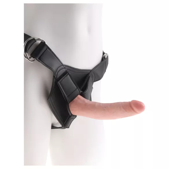 King Cock 7 - gode ceinture harnais avec dildo réaliste - noir