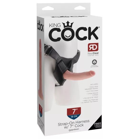 King Cock 7 - gode ceinture harnais avec dildo réaliste - noir