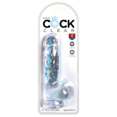   King Cock - godemichet réalisme avec ventouse et testicules - 15cm transparent