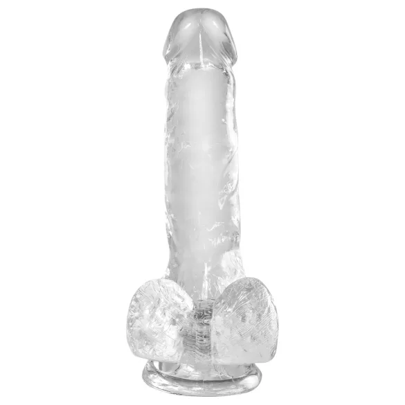 King Cock - godemichet réalisme avec ventouse et testicules - 15cm transparent