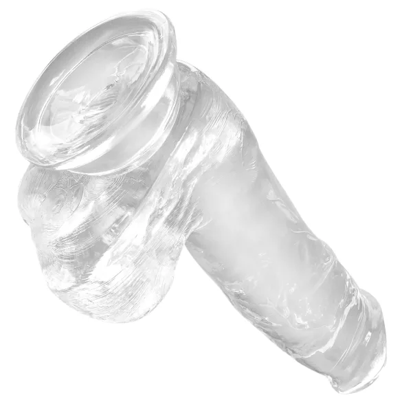 King Cock - godemichet réalisme avec ventouse et testicules - 15cm transparent