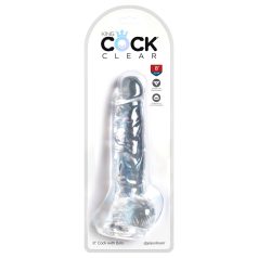   King Cock - gode ventouse réaliste avec testicules - transparent 20cm