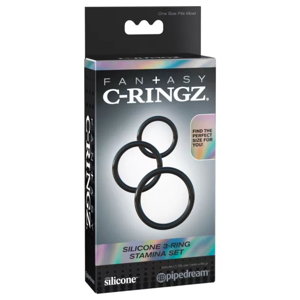 Fantasy C-Ringz - anneau pénien lot de 3 - silicone noir