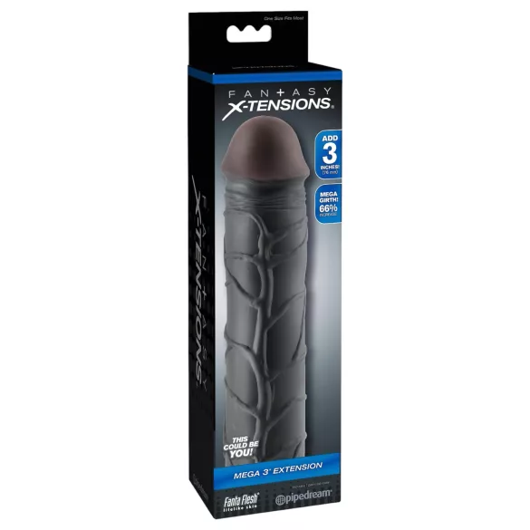 X-TENSION Mega 3 - étui pénis réaliste - 22,8 cm - noir