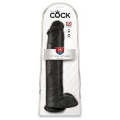   King Cock - godemichet ventouse réaliste avec testicules - 38 cm - noir