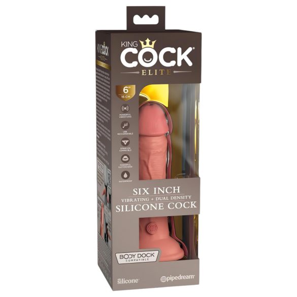 King Cock Elite 6 - gode réaliste vibrant 15cm - couleur foncée