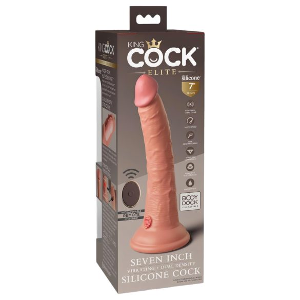 King Cock Elite 7 - gode vibrant avec ventouse télécommande 18cm - chair