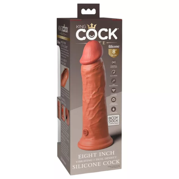 King Cock Elite 8 - gode vibrant réaliste 20 cm - silicone marron foncé