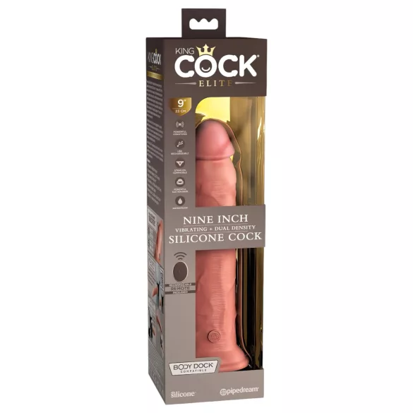King Cock Elite 9 - gode vibrant ventouse 23cm - couleur chair