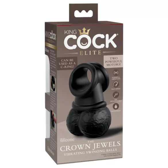 King Cock Crown Jewels - anneau vibrant (noir)
