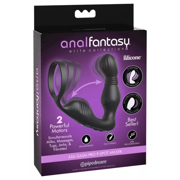 Anal Fantasy Elite - vibromasseur prostatique avec anneau pénien (noir)