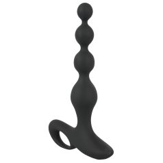 Black Velvets - plug anal vibrant à perles - silicone noir