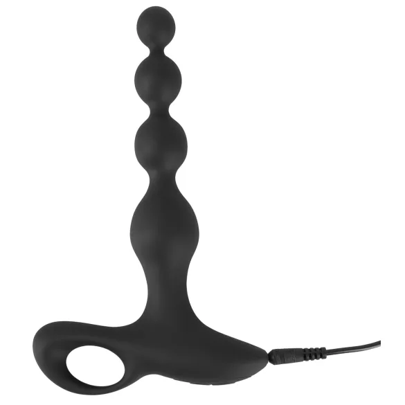 Black Velvets - plug anal vibrant à perles - silicone noir