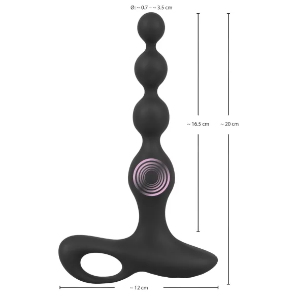 Black Velvets - plug anal vibrant à perles - silicone noir