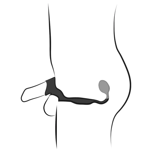 Rebel - anneau pénis et testicules avec plug anal vibrant - noir