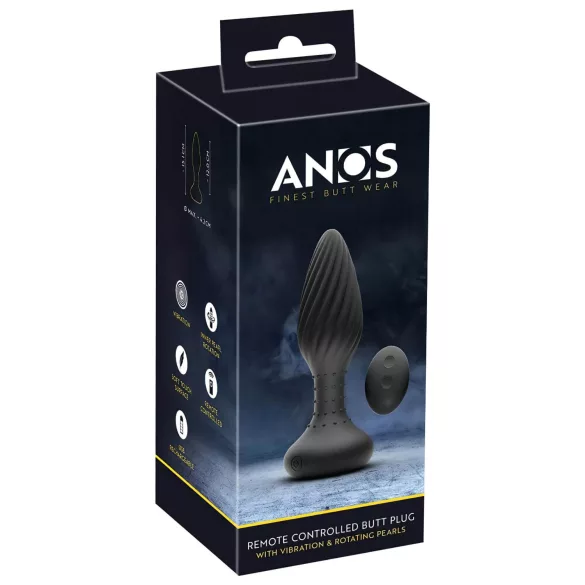 ANOS - vibromasseur anal à perles rotatives - noir