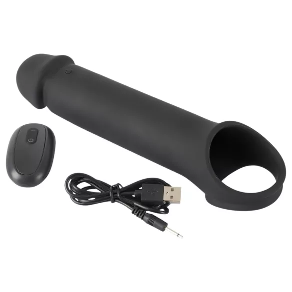 Rebel - gaine pénienne vibrant sans fil rechargeable - silicone noir