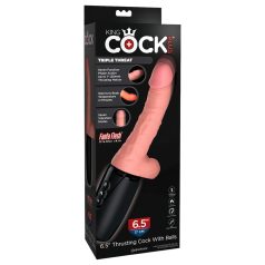   King Cock Plus 6,5 - gode vibrant réaliste avec testicules - couleur chair