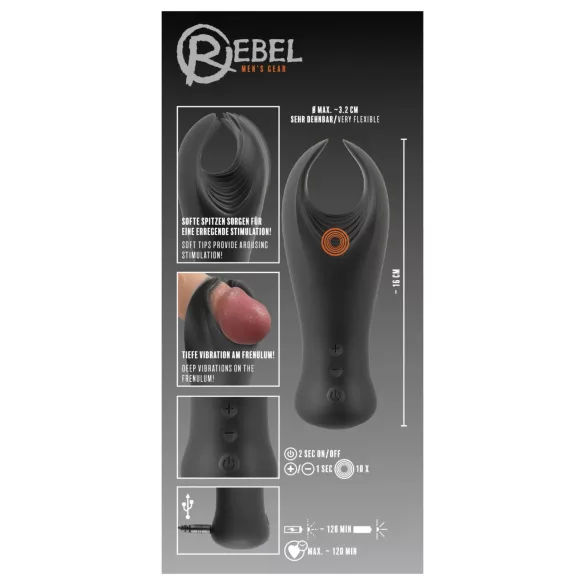 Rebel - masturbateur pénien vibrant - silicone noir