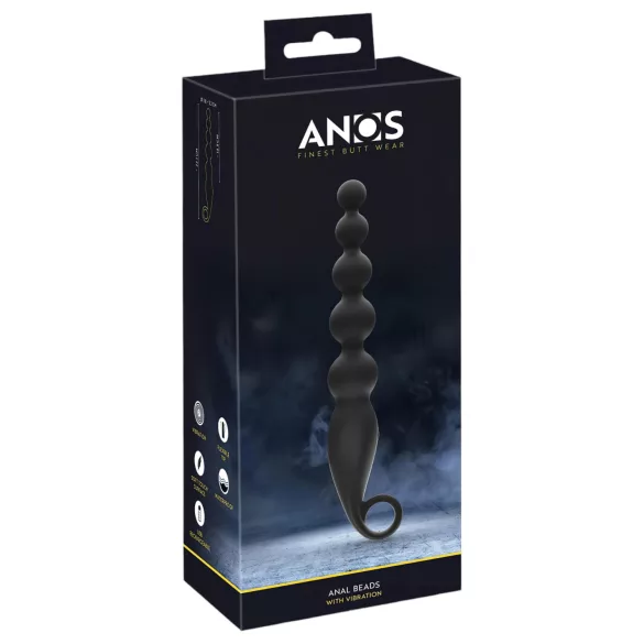 ANOS - Boules anales vibrantes - perles - silicone noir