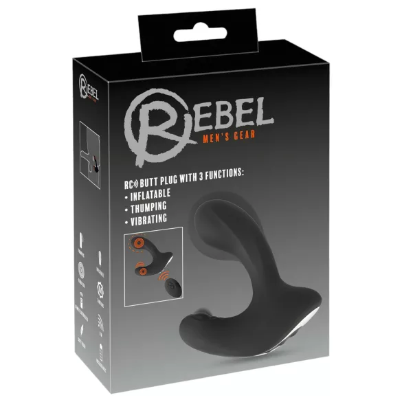 Rebel RC - plug anal vibrant gonflable sans fil rechargeable - noir