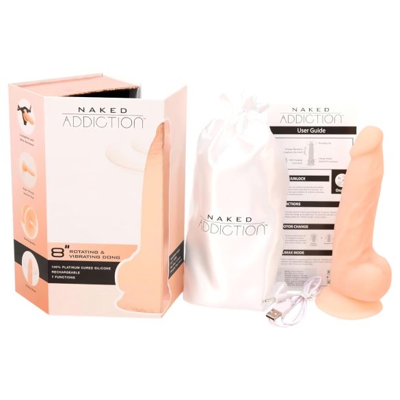 Naked Addiction - Vibromasseur rotatif - réaliste 20 cm - couleur chair
