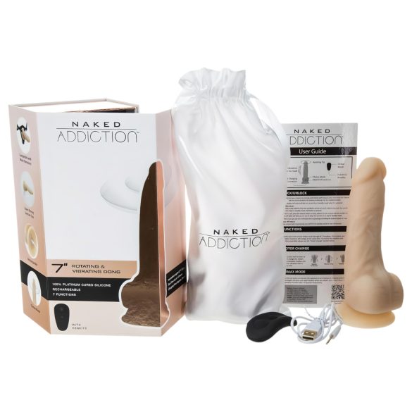 Naked Addiction Rotating 7 - vibromasseur rotatif (18cm) - naturel