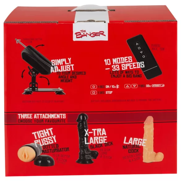 The Banger - machine à sexe avec 2 godemichets et 1 vagin artificiel