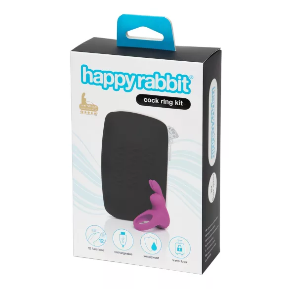 Happyrabbit - Anneau pénien vibrant avec étui - silicone violet